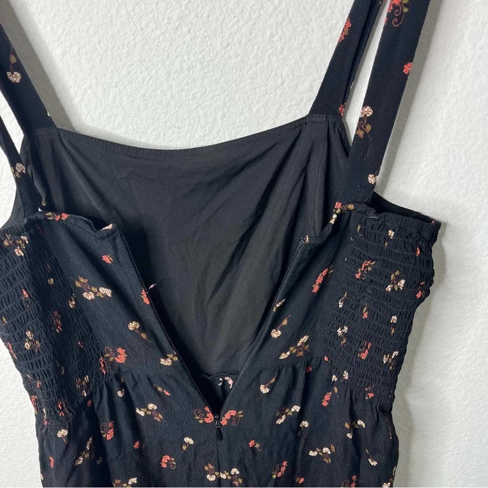 Madewell Black Floral Smocked Jumpsuit Womens Size 0 - Picture 8 of 10